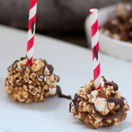 Sweet Almond-Honey Popcorn w/ Chocolate Drizzle