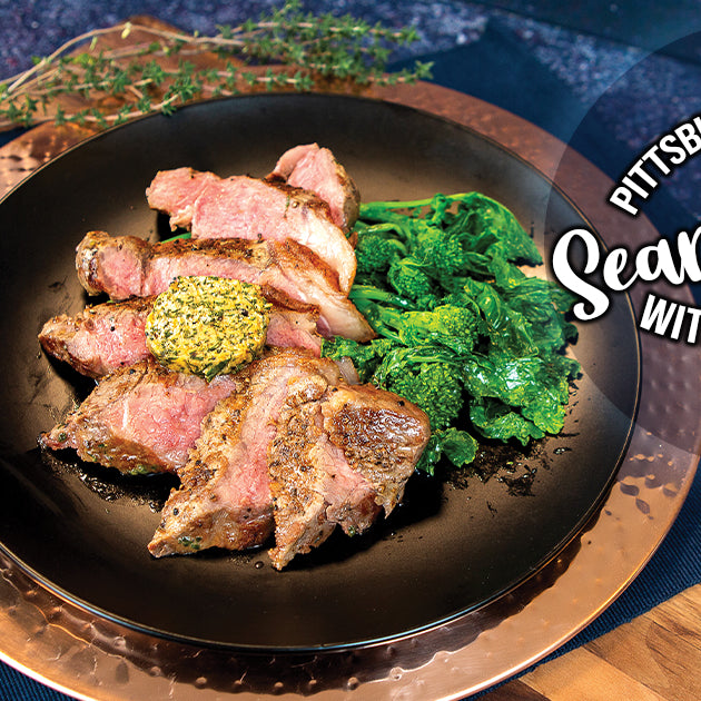 Pittsburgh-Style Seared Steak with Herb Butter & Rapini