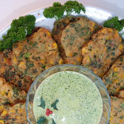 Thai Corn Fritters with Lime and Cilantro Aioli