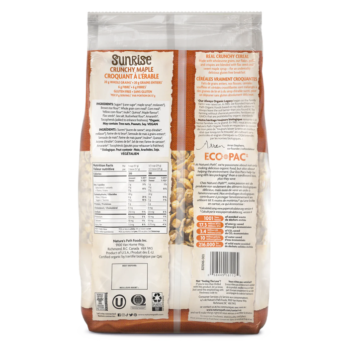 Nature's Path - Organic Crunchy Maple Sunrise Cereal, 675 g