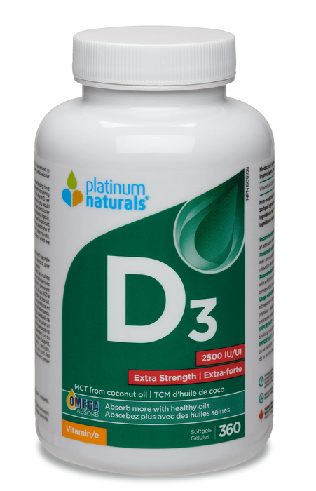Platinum Naturals - Vitamin D3 2500 IU, 360 SG