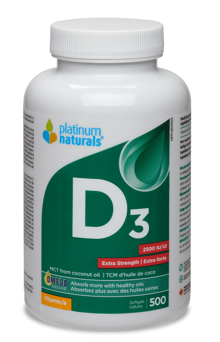 Platinum Naturals - Vitamin D3 2500IU, 500 SG