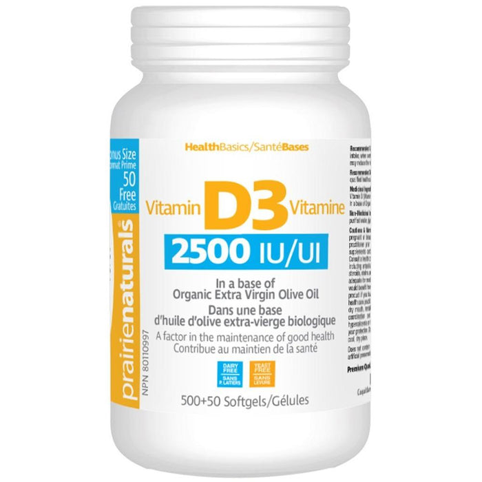 Prairie Naturals - Vitamin D3 2500 IU, 500 + 50 SG