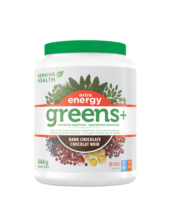 Genuine Health - Greens+ Extra Energy Chocolate, 444 g