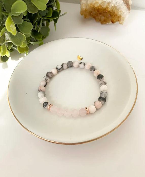 MalaBliss - Rose Quartz - Pink Zebra Jasper, Each