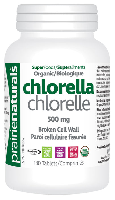 Prairie Naturals - Organic Chlorella Tablets, 180 Tabs