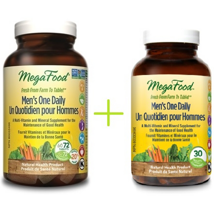 Mega Food - Men's One Daily + Bonus Daily, 72 + 30 TABS