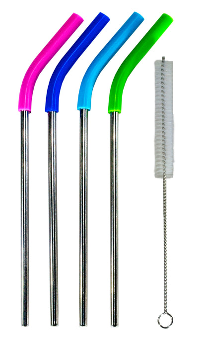 Kitchen Basics - Strw Ss W/silic Tip 5mm Bright, 4PK 0.5x19cm
