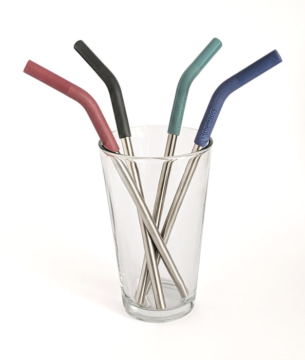 Kitchen Basics - SS Straws w/ Silicon Tip Muted, 4 PK