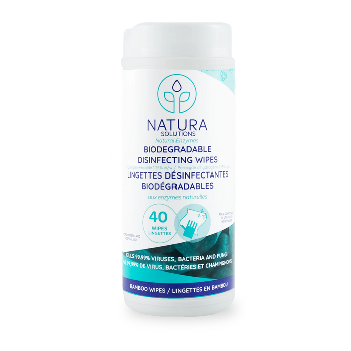 Natura Solutions - Biodegradable Disinfecting Wipes, 40 Count