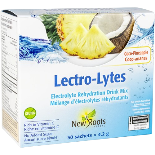 New Roots Herbal - Lectro-Lytes Coco-Pineapple Drink Mix, 30×4.2 g
