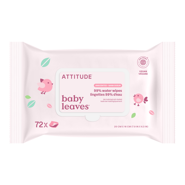 Attitude - Baby Wipes 100% Biodegradable, 72 Count