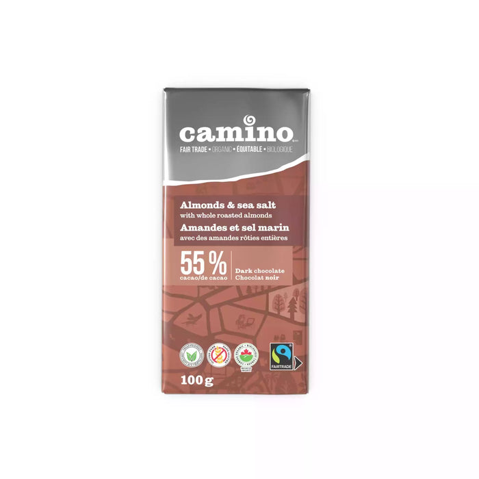 Camino - Almds & Sea Salt Dark Choc Bar, 100 g