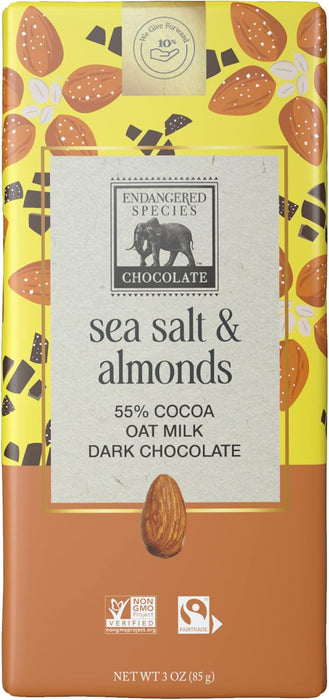 Endangered Species Chocolate - Oat Milk Sea Salt & Almond Bar, 85 g
