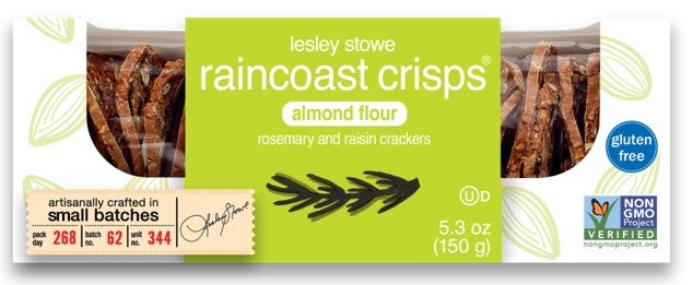 Lesley Stowes - Almond Crisps - Rosemary Raisin, 150 g
