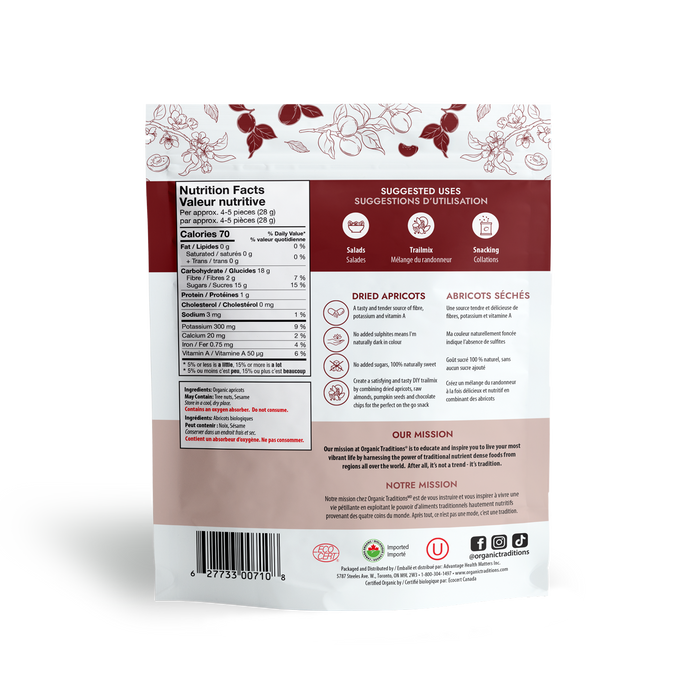 Organic Traditions - Organic Dried Apricots, 227 g