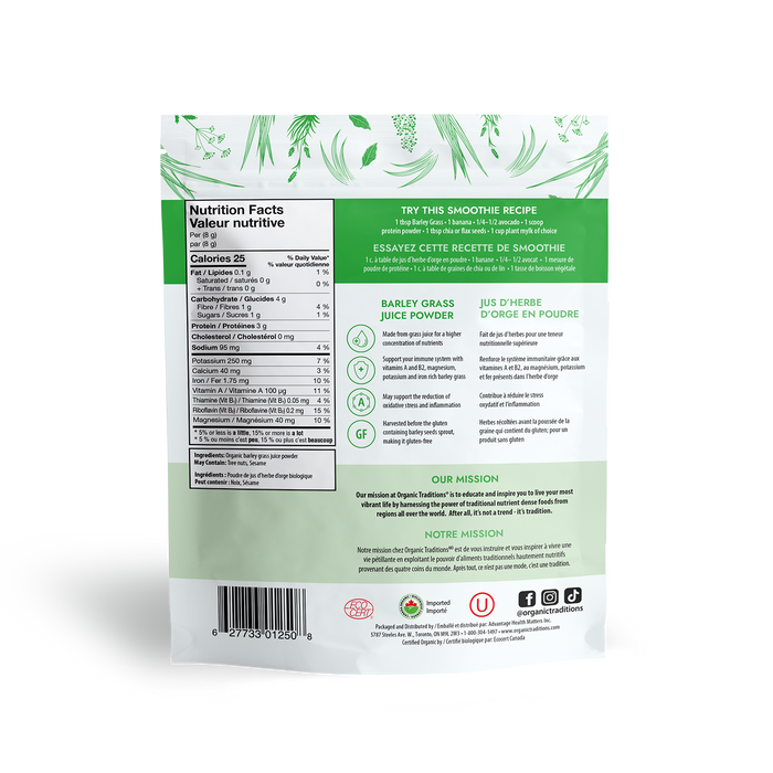 Organic Traditions - Barley Grass Juice Powder, 150g