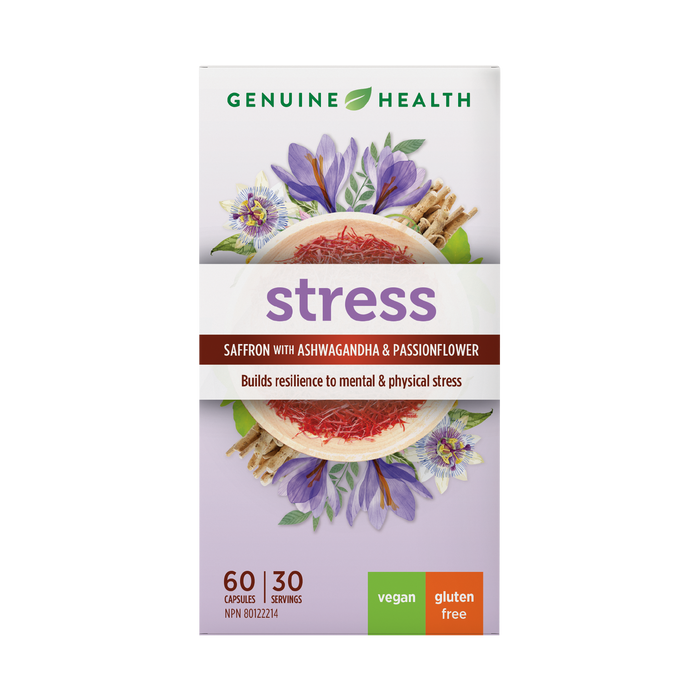 Genuine Health - Stress - Saffron & Ashwagandha, 60 Caps