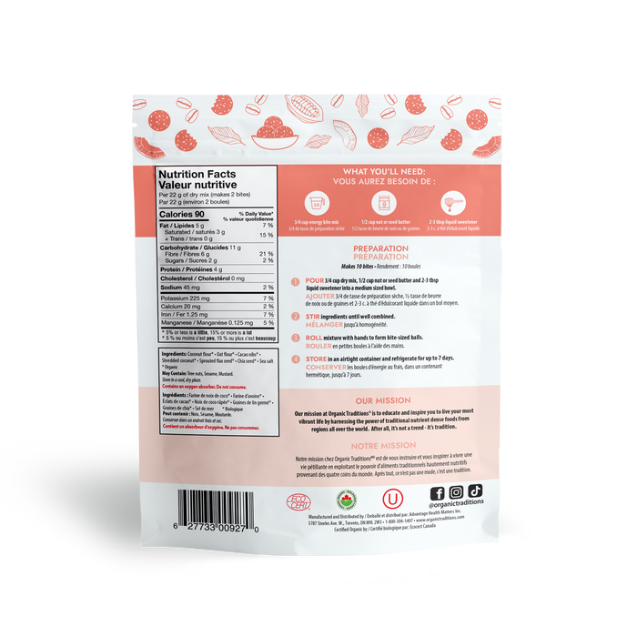 Organic Traditions - Organic Energy Bite Mix, 220 g