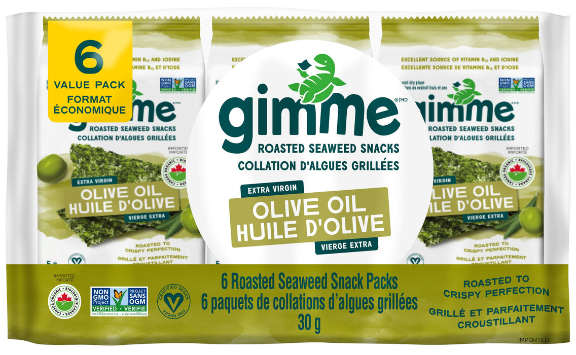 Gimme - Roasted Seaweed Snacks Olive Oil, 6x5 g