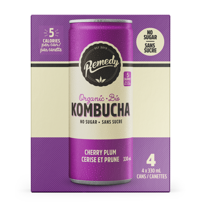 Remedy Drinks - Organic Cherry Plum Kombucha, 4x355 mL