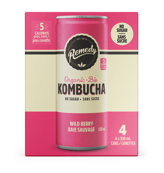Remedy Drinks - Organic Wild Berry Kombucha, 4x355 mL