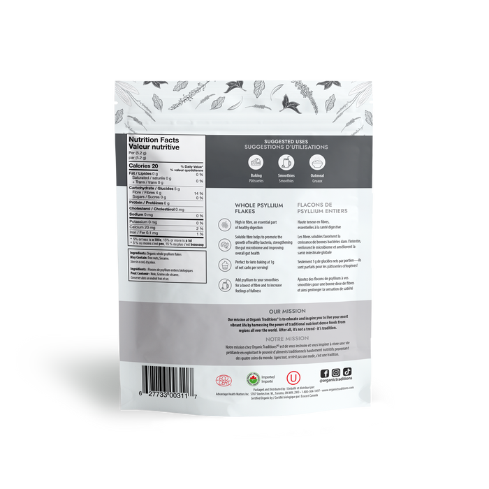 Organic Traditions - Psyllium Whole Flakes, 340 g