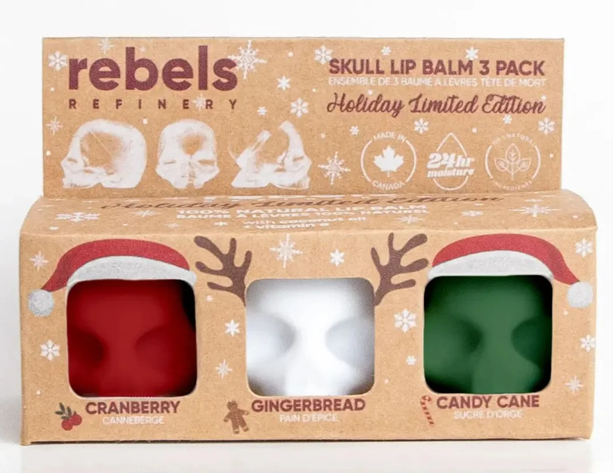 Rebels Refinery - Holiday Skull Lip Balm Set, 3 Count