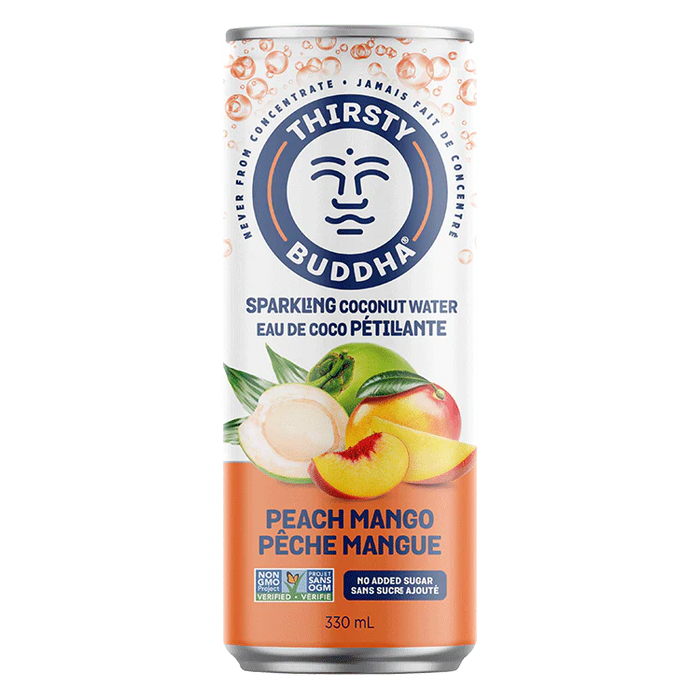 Thirsty Buddha - Sparkling Coconut Water - Peach Mango, 330 mL