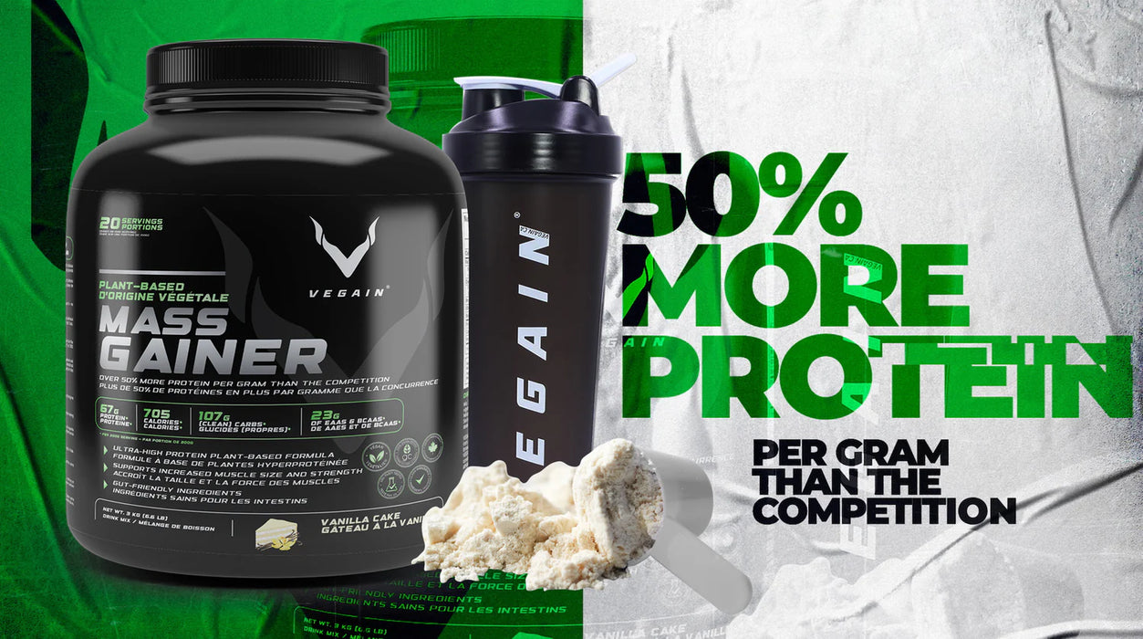 VEGAIN - Plant-Based Mass Gainer - Vanilla Cake, 3 kg