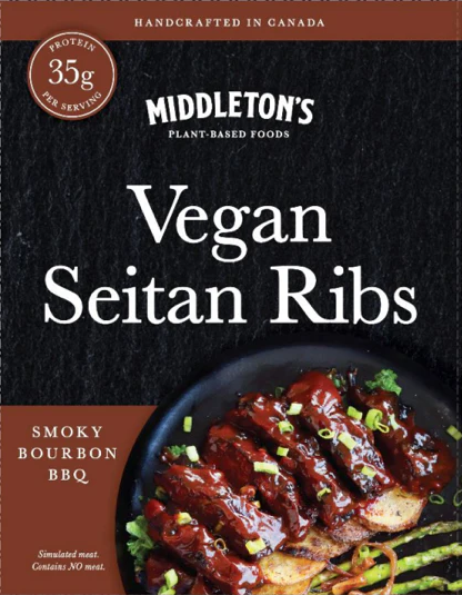 Middleton's Plant Based Foods - Vegan Seitan Ribs - Bourbon, 360 g