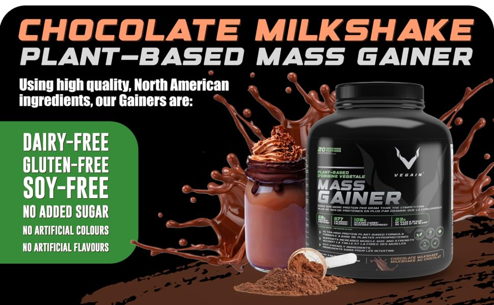 VEGAIN - Plant-Based Mass Gainer - Chocolate Milkshake, 3 kg