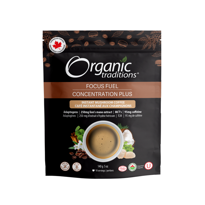 Natural Traditions - Focus Fuel Coffee, Instant Mushroom Coffee Blend, 140 g
