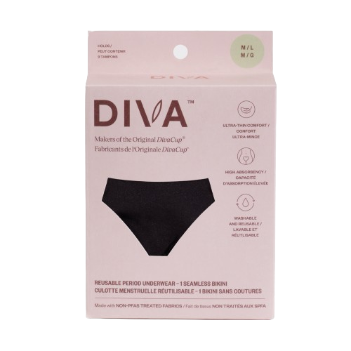 Diva International Inc. - Period Underwear - Black M-L, Each