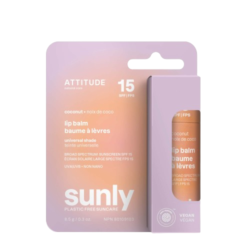 Attitude - Sunly Lip Balm SPF 15 - Coconut, 8.5 g