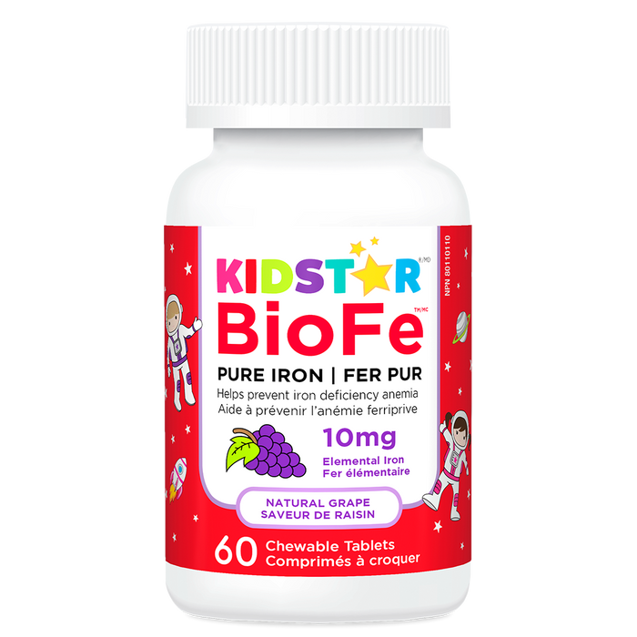 KidStar Nutrients - BioFe Iron Chews Grape 10 mg, 60 Tablets