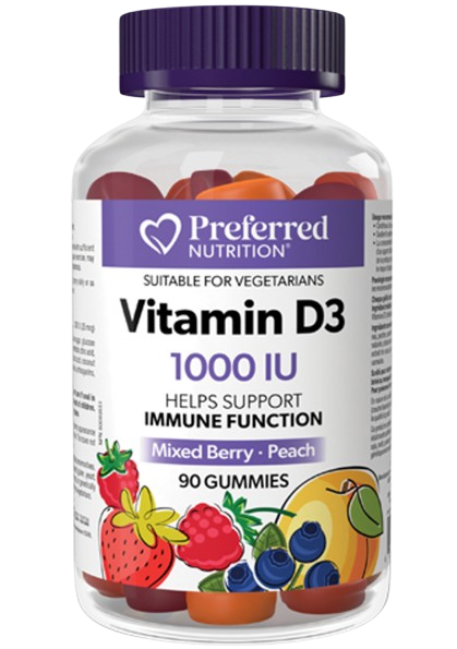 Preferred Nutrition - Vitamin D3 1000 IU, 90 Gummies