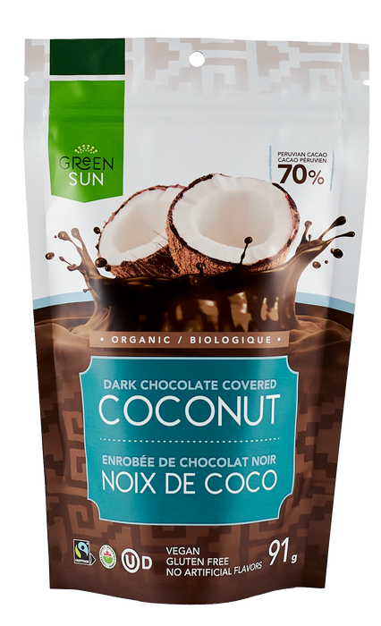 Green Sun Foods - Coconut Dipped In 70% Dark Chocolate, 91 g