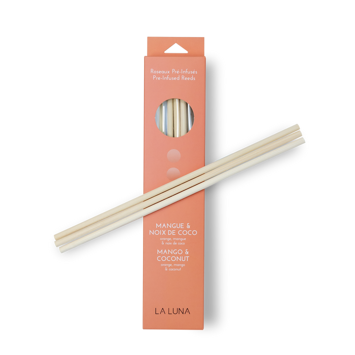 La Luna - Mango Coconut Pre-Infused Reeds, 6 Count