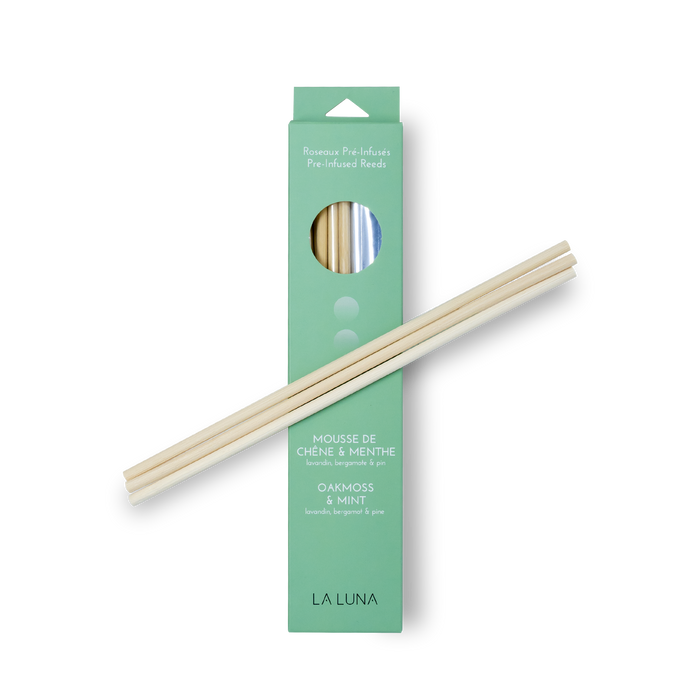 La Luna - Oakmoss & Mint Pre-Infused Reeds, 6 Count