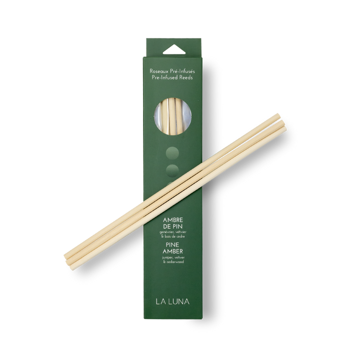 La Luna - Pine Amber Pre-Infused Reeds, 6 Count