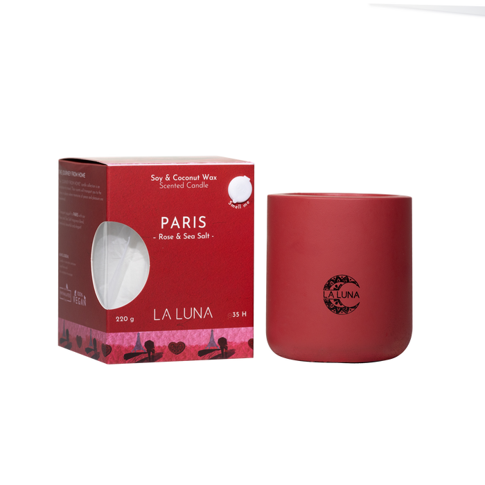 La Luna - Paris Sea Salt Rose Candle, 220 g