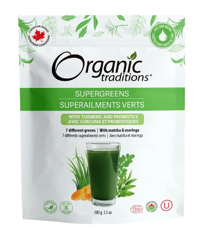 Organic Traditions - Supergreens with Turmeric & Probiotics, 100 g