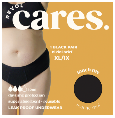 Revol Cares - Bikini Brief Black XL/1X, Each