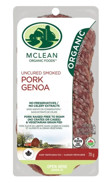 McLean Meats Inc - Organic Sliced Genoa, 70 g