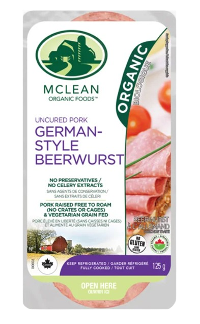 McLean Meats Inc - Organic Sliced Beerwurst, 125 g