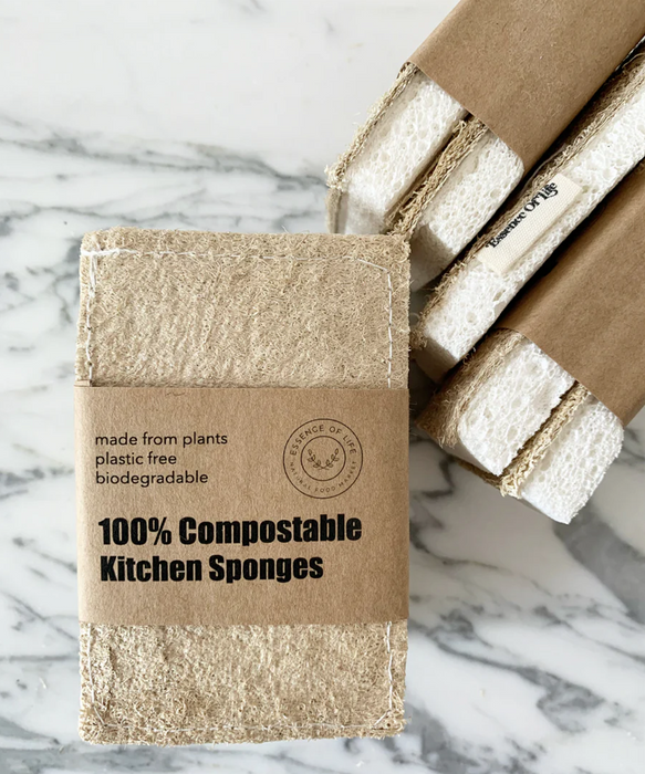 Essence of Life Organics - Compostable Kitchen Sponges, 2 Count