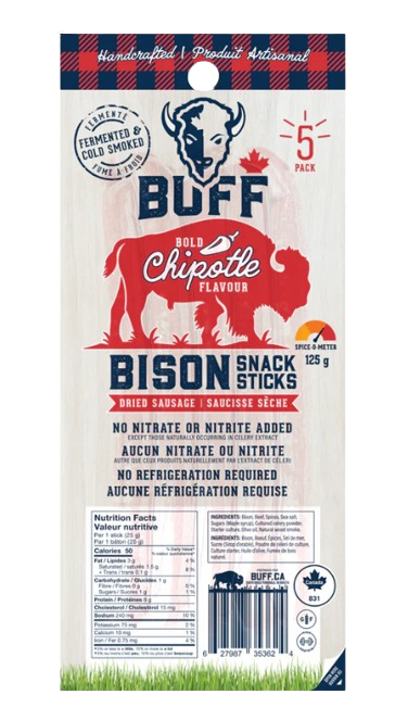 Buff - Snack Sticks - Chipotle Bison, 125 g