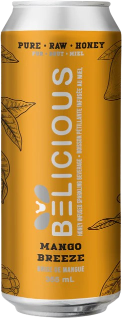 Belicious Beverages - Honey Infused Sparkling - Mango, 355 mL