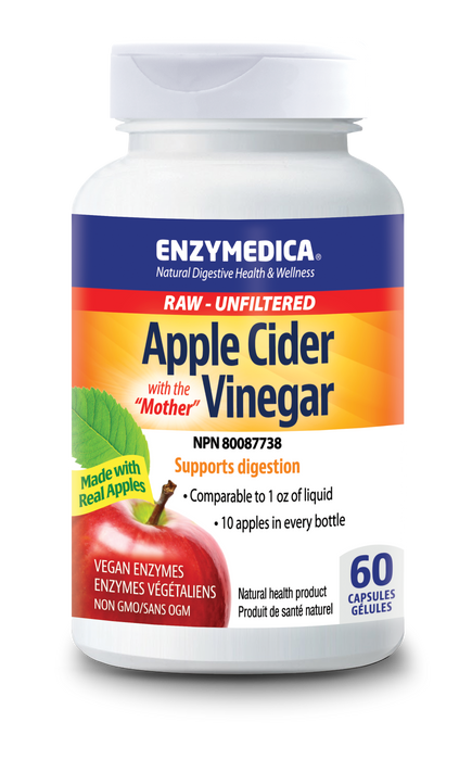 Enzymedica - Raw Apple Cider Vinegar With The Mother, 60 Capsules
